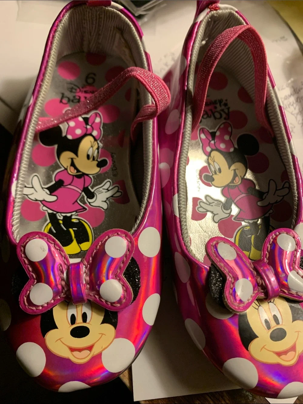 Disney Pink Polka Dot Minnie Mouse Mary Jane Shoes with Bow
